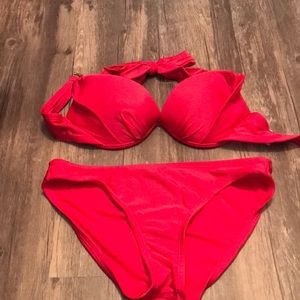 Size small coral colored two piece suit